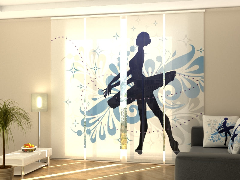 Sliding Panel Curtains for Dance Studio, Panel Track Blinds for Music School, custom made Vertical Blinds with logo for Art Studio