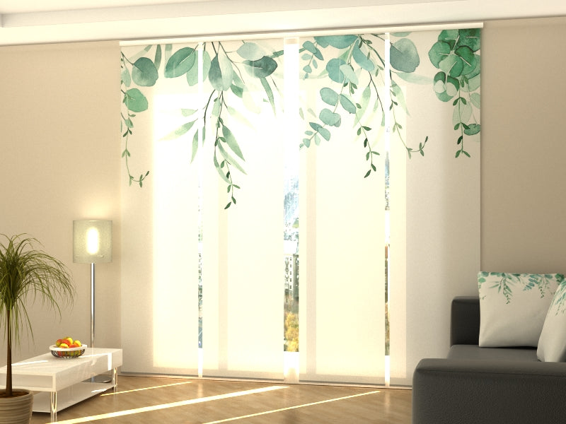 Sliding Panel Curtain Elegant Eucalyptus Leaves