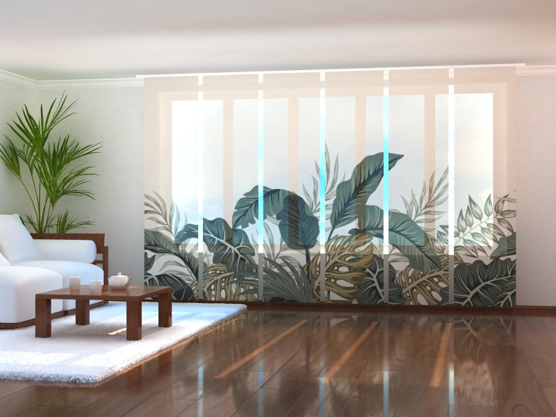 Sliding Panel Curtain Lovely Tropical Leaves