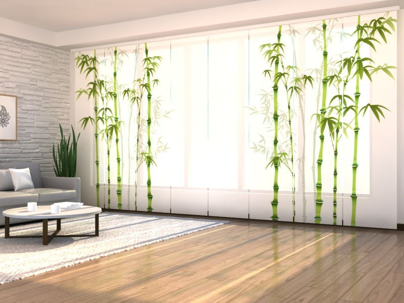 Sliding Panel Curtain Oriental Watercolor Bamboo