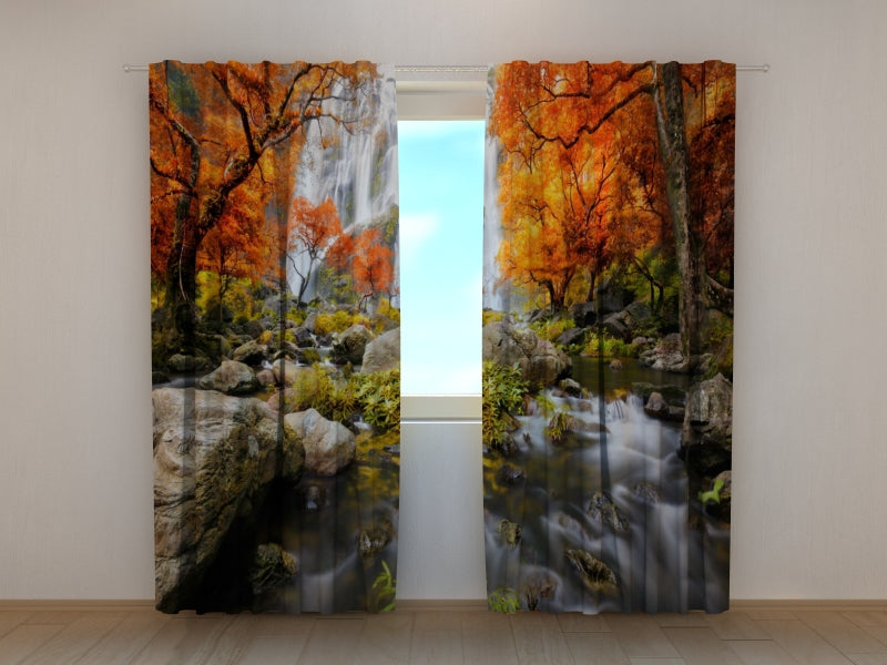 Photo Curtain Fascinating Autumn Waterfall