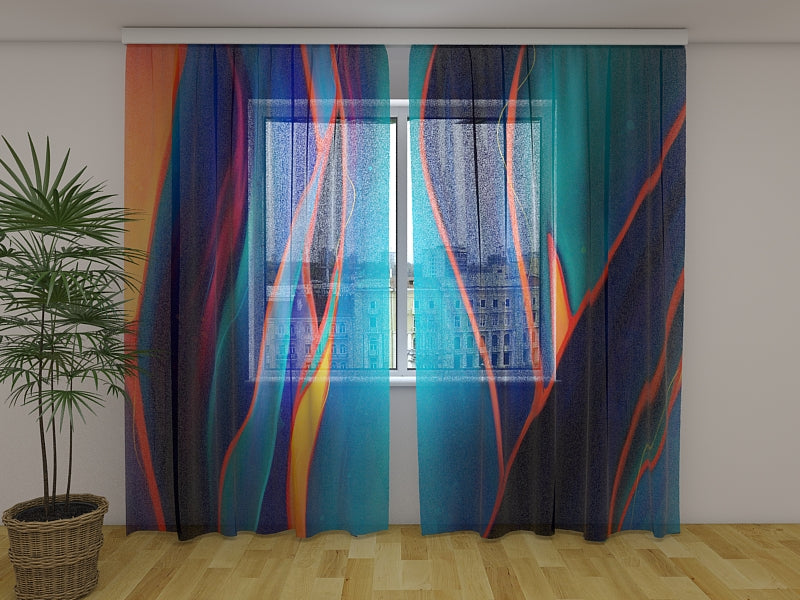 Photo Curtain Spectacular Blue Illustration