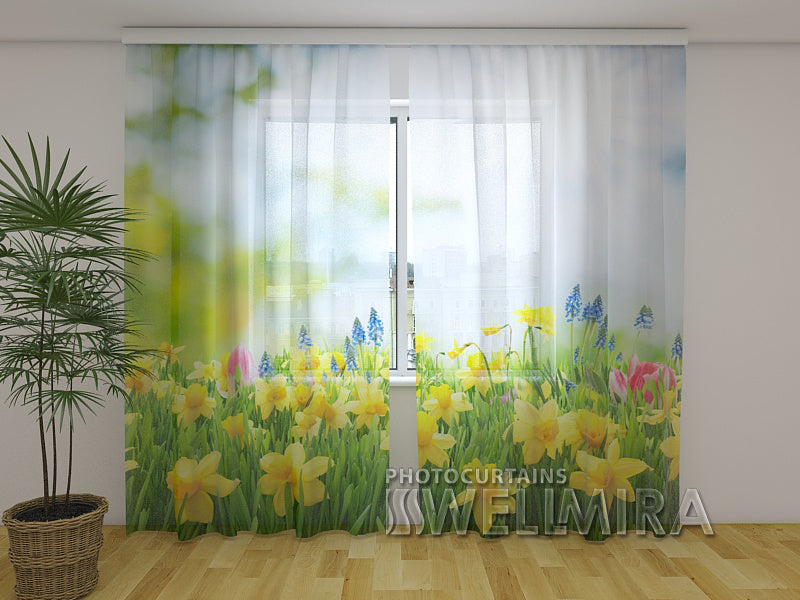 Photo Curtain Yellow Daffodils