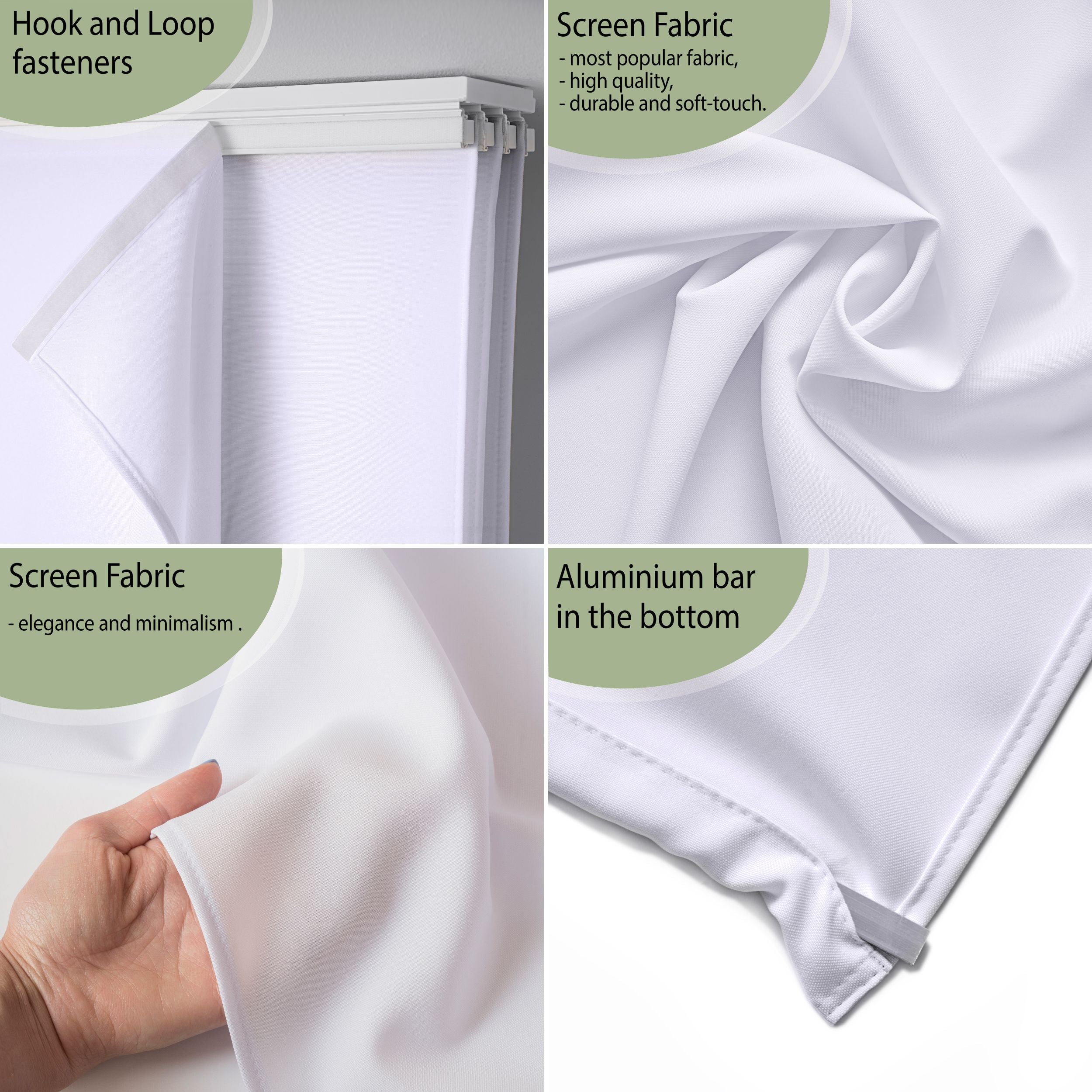 4-Panel Curtains Kit with 4-Track Rail, Lovely White Waves, Size: 60x270 cm