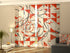 4-Panel Curtains Kit with 4-Track Rail, Abstract Red and Black Geometric Shapes, Size: 60x300 cm