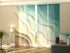 4-Panel Curtains Kit with 4-Track Rail, Abstract Sea and Beach, Size: 60x300 cm