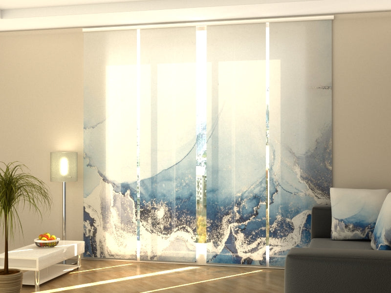 Sliding Panel Curtain Amazing Blue Marble with Silver