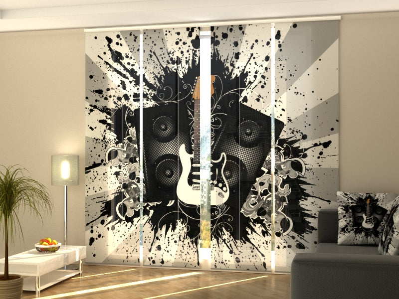 Sliding Panel Curtain Art Guitar - Wellmira