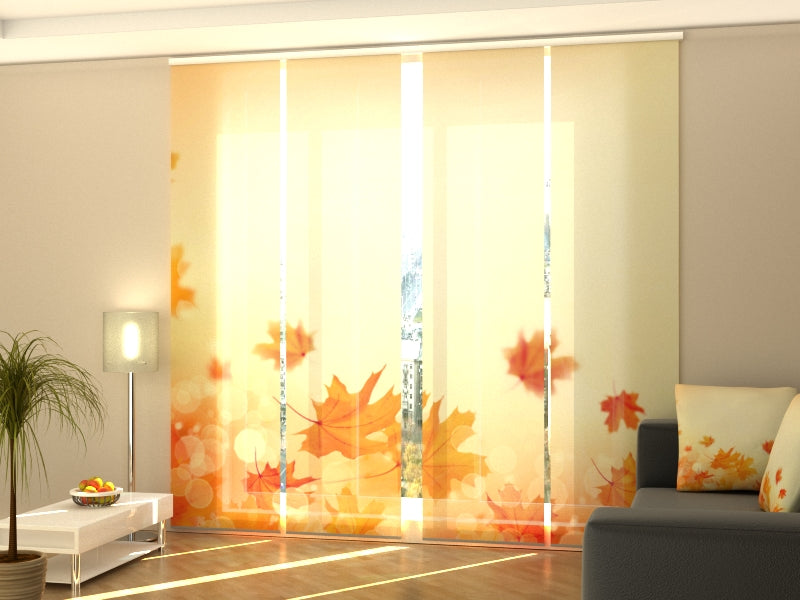 Sliding Panel Curtain Autumn Maple Leaves - Wellmira