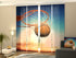 4-Panel Curtains Kit with 4-Track Rail, Basketball Ball in Net, Size: 60x270 cm