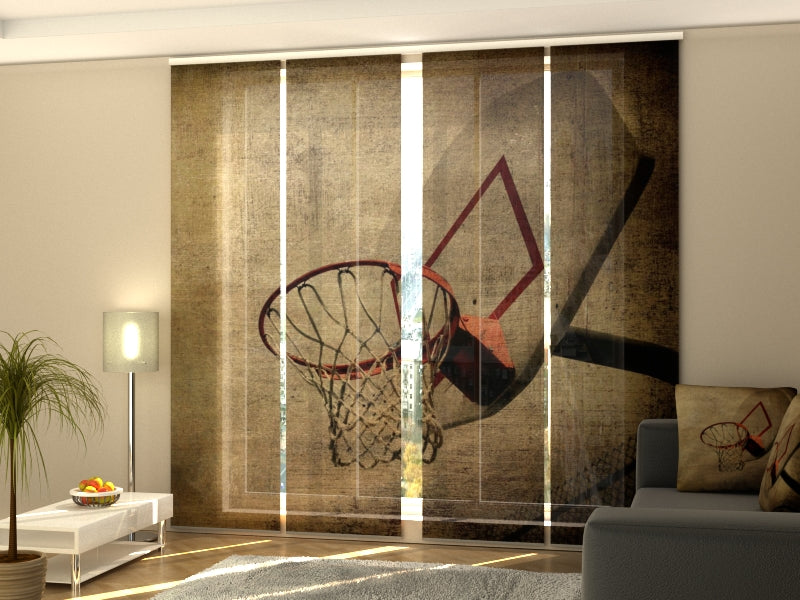 Sliding Panel Curtain Basketball Basket - Wellmira