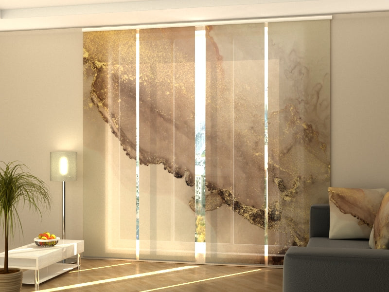 Sliding Panel Curtain Beige Marble with Gold - Wellmira