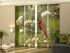 4-Panel Curtains Kit with 4-Track Rail, Bird Cardinal on a Spring Twig, Size: 60x300 cm