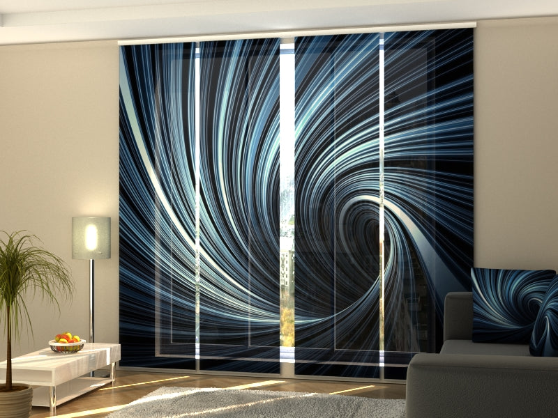 Juego de 4 paneles de cortinas Blue Abstract Vortex