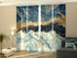 4-Panel Curtains Kit with 4-Track Rail, Blue Marble with Golden Glitter, Size: 60x245 cm