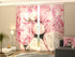 4-Panel Curtains Kit with 4-Track Rail, Elegant Pink Peonies, Size: 60x245 cm