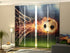 4-Panel Curtains Kit with 4-Track Rail, Fiery Football Ball In Goal, Size: 60x245 cm