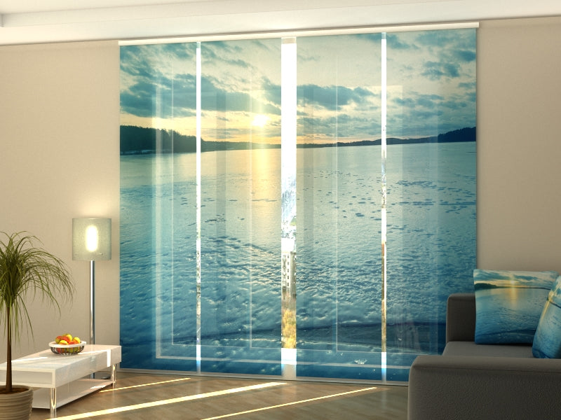 Set of 4 Panel Curtains Frozen Lake