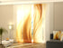 Set of 4 Panel Curtains Golden Abstract Wave