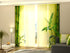 4-Panel Curtains Kit with 4-Track Rail, Green Fresh Bamboo, Size: 60x300 cm