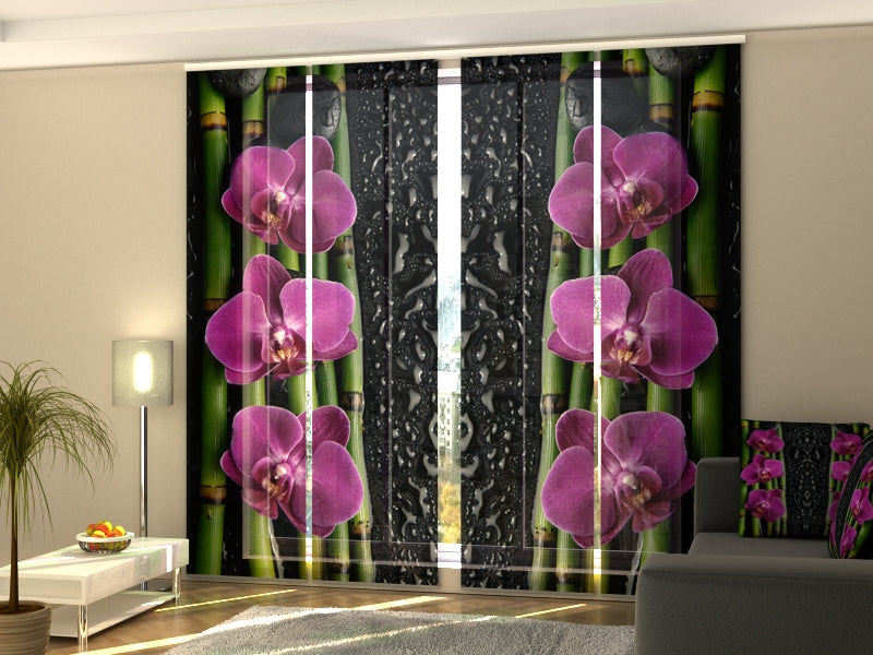 Set of 4 Panel Curtains Luxury Orchid