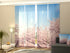 4-Panel Curtains Kit with 4-Track Rail, Sakura Cherry Blossoms in Japan, Size: 60x300 cm