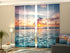 4-Panel Curtains Kit with 4-Track Rail, Sunset Over the Ocean Waves, Size: 60x245 cm