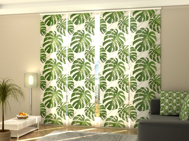 Set of 4 Panel Tropical Palm Leaves