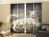 4-Panel Curtains Kit with 4-Track Rail, Tiger on a Rock, Size: 60x270 cm