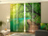 4-Panel Curtains Kit with 4-Track Rail, Wooden Path in the Forest, Size: 60x300 cm