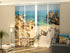 4-Panel Curtains Kit with 4-Track Rail, Wooden Staircase to a Beautiful Beach in the Algarve, Size: 60x270 cm