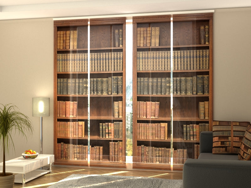 4-Panel Curtains Kit with 4-Track Rail, Bookcase, Size: 60x245 cm