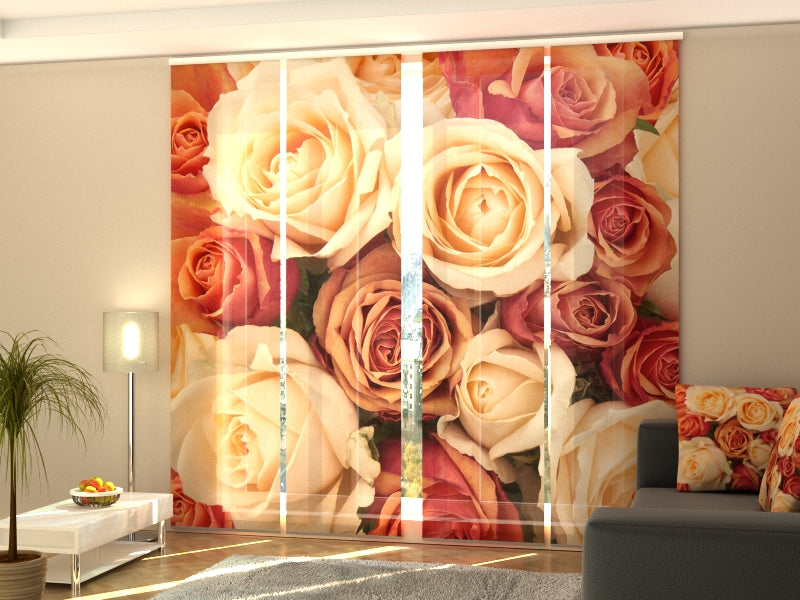 Set of 4 Panel Curtains Candy Roses - Wellmira