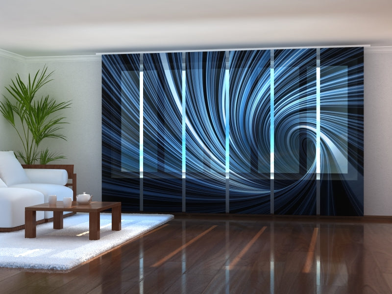 Juego de 6 paneles de cortinas Blue Abstract Vortex