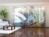 Set of 6 Sliding Panel Curtains Modern Abstract Art Painting