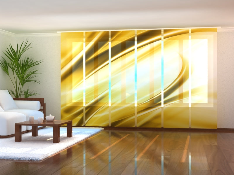 Set of 6 Panel Curtains Modern Golden Abstraction