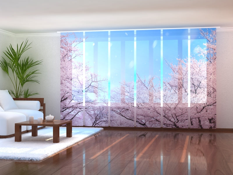 Set of 6 Sliding Panel Curtains Sakura Cherry Blossoms in Japan