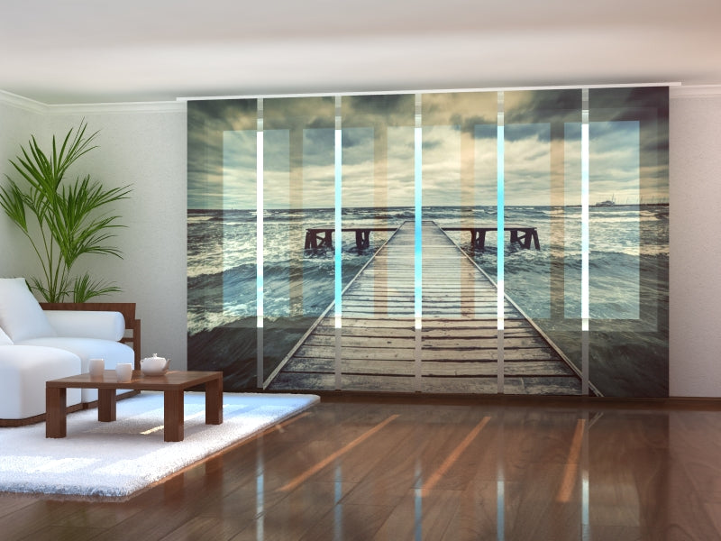 Set of 6 Panel Curtains Storm on the Sea