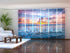 Set of 6 Sliding Panel Curtains Sunset Over the Ocean Waves