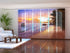 Set of 6 Sliding Panel Curtains Sunset on the Beach at Seychelles