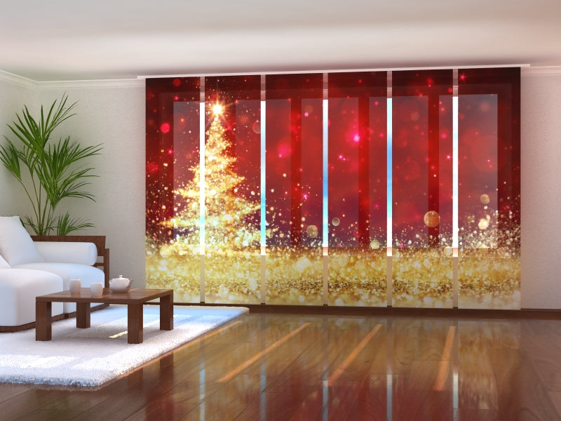 Cortina de panel deslizante Árbol de Navidad dorado brillante