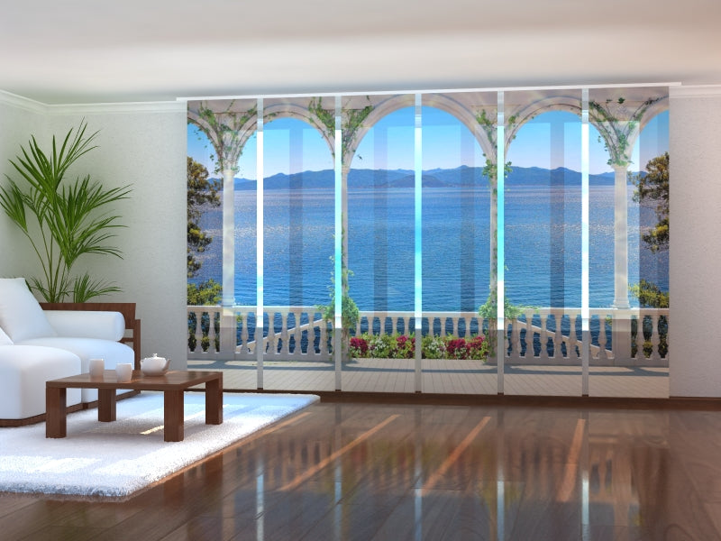 Set of 6 Sliding Panel Curtains Staircase to the Sea