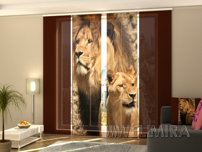 Set of 4 Panel Curtains Lions - Wellmira