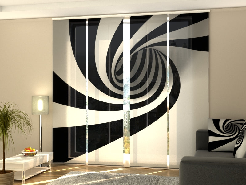 4-Panel Curtains Kit with 4-Track Rail, Piano, Size: 60x300 cm