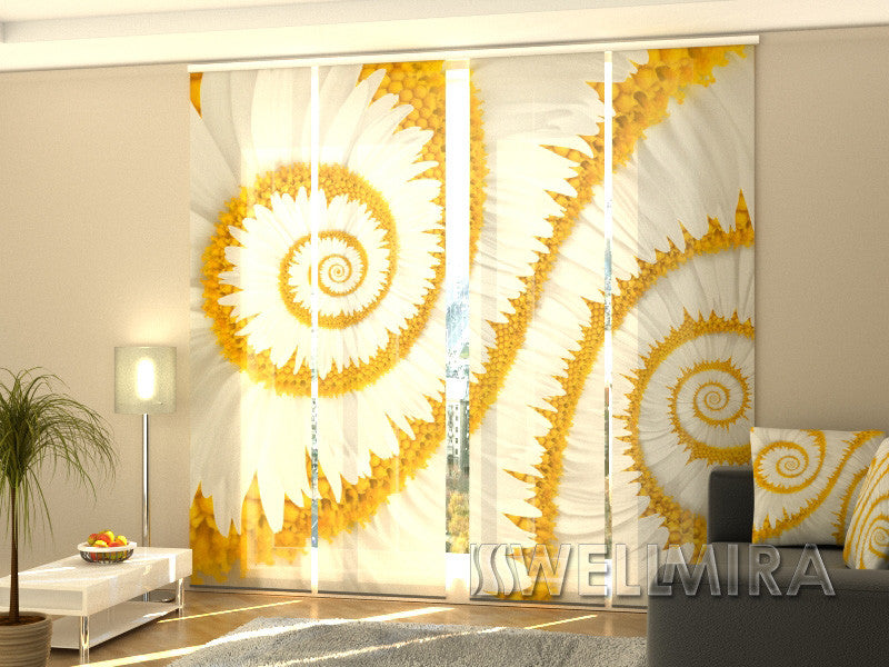 Set of 4 Panel Curtains Snail Camomiles - Wellmira