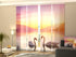 4-Panel Curtains Kit with 4-Track Rail, Swans on the Lake at Sunrise, Size: 60x300 cm