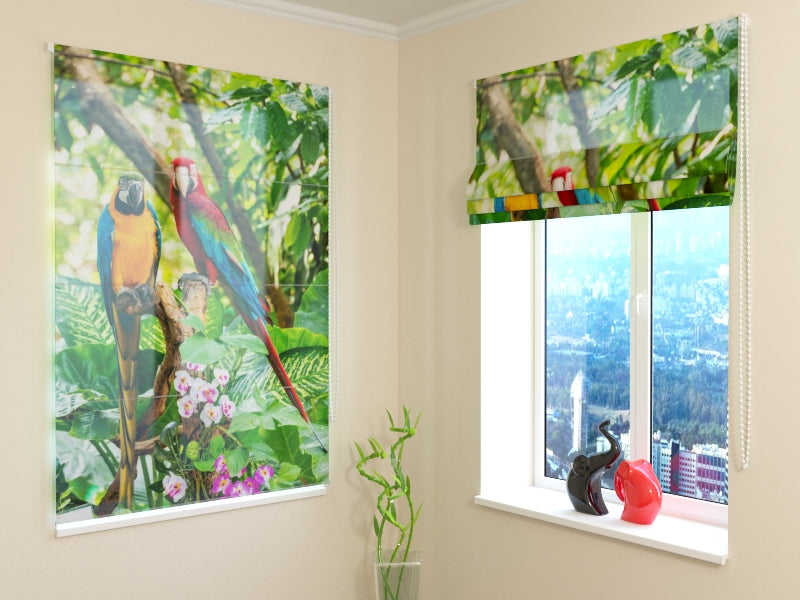 Roman Blind Beautiful Parrots Macaw