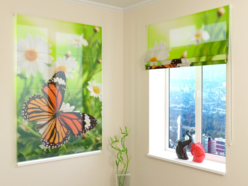 Roman Blind Butterfly and Camomiles