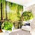 Set of 4 Panel Curtains Sunrise in the Beautiful Spring Forest